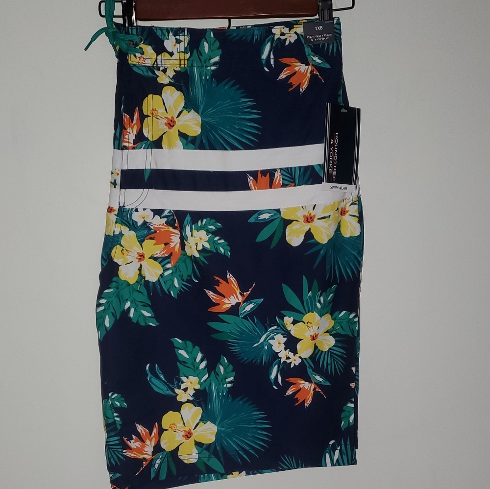 Roundtree & Yorke  Swim Trunks Floral Size 1XB
